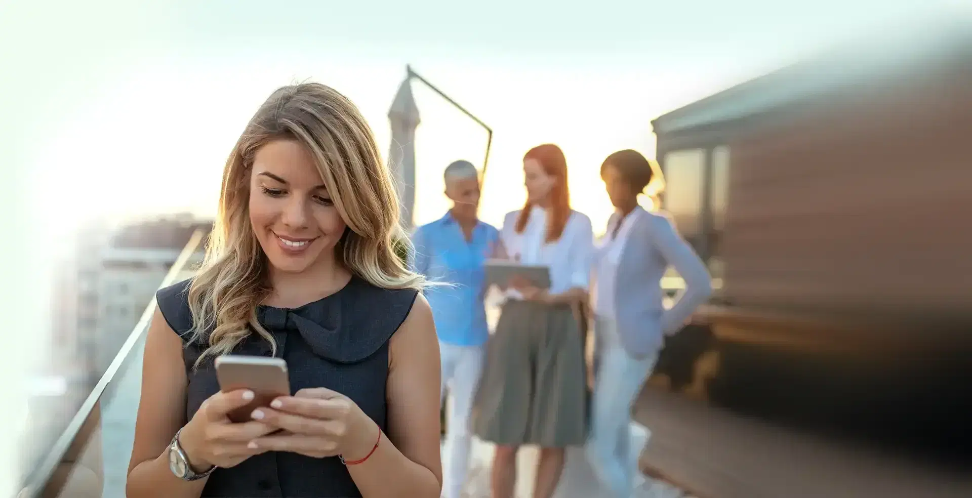 Houston, Texas resident exploring debt relief options on her phone